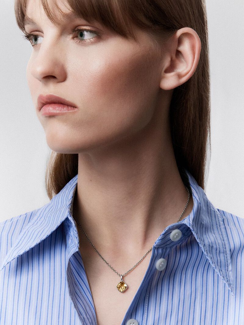925 silver pendant with citrine quartz in cushion cut image number 1