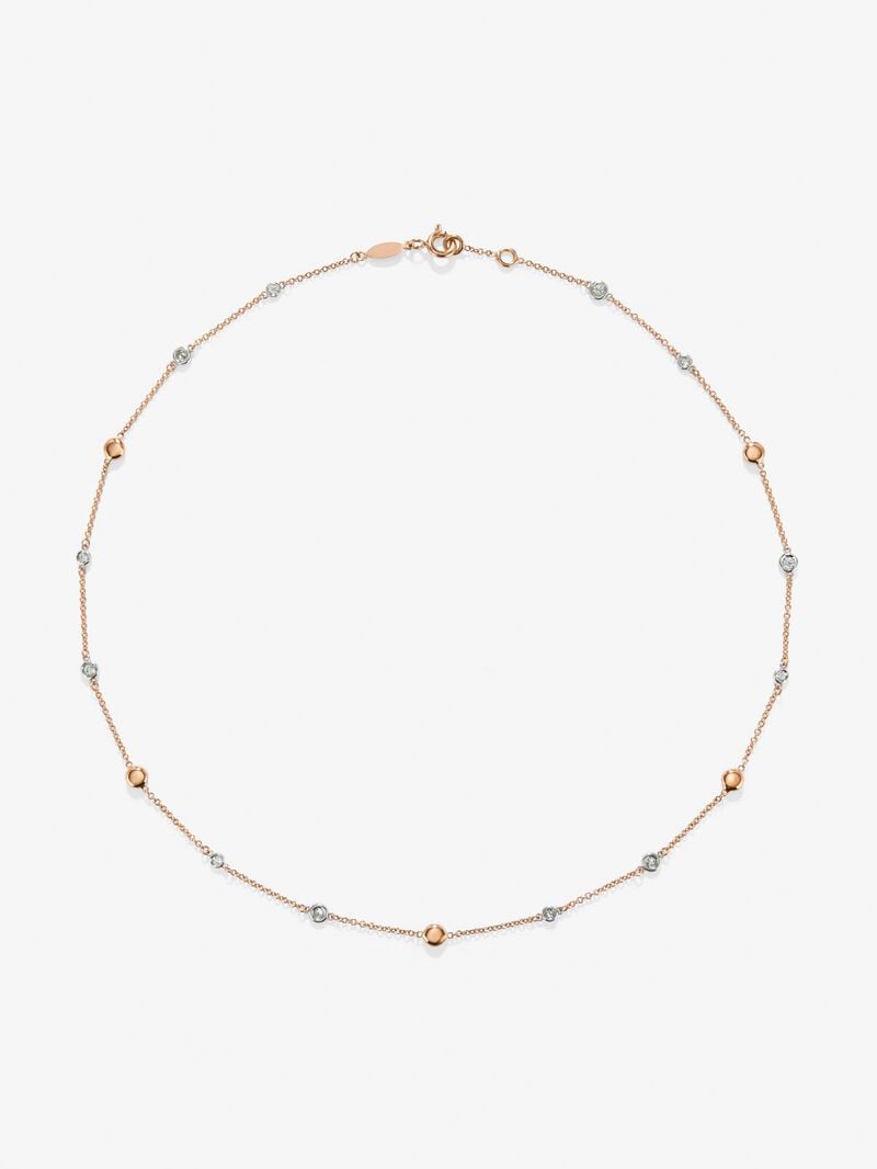 18K rose gold necklace with 12 brilliant-cut diamonds with a total of 0.38 cts image number 0