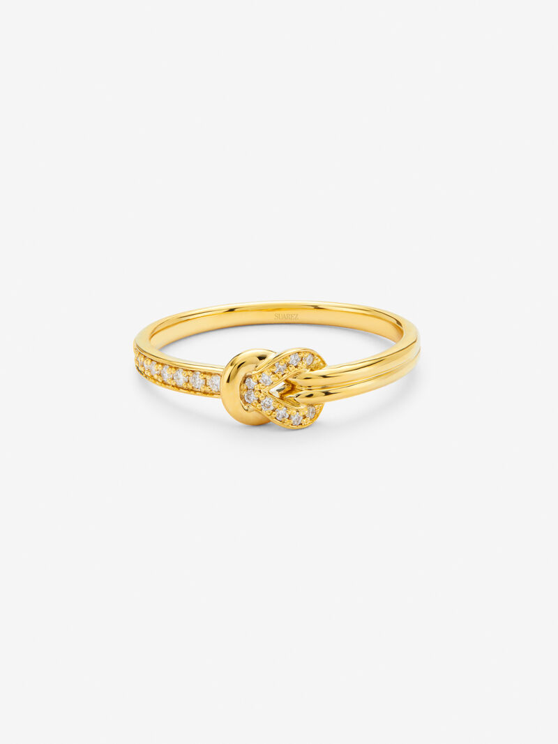 18K yellow gold ring with white diamonds of 0.05 cts and knot shape image number 2