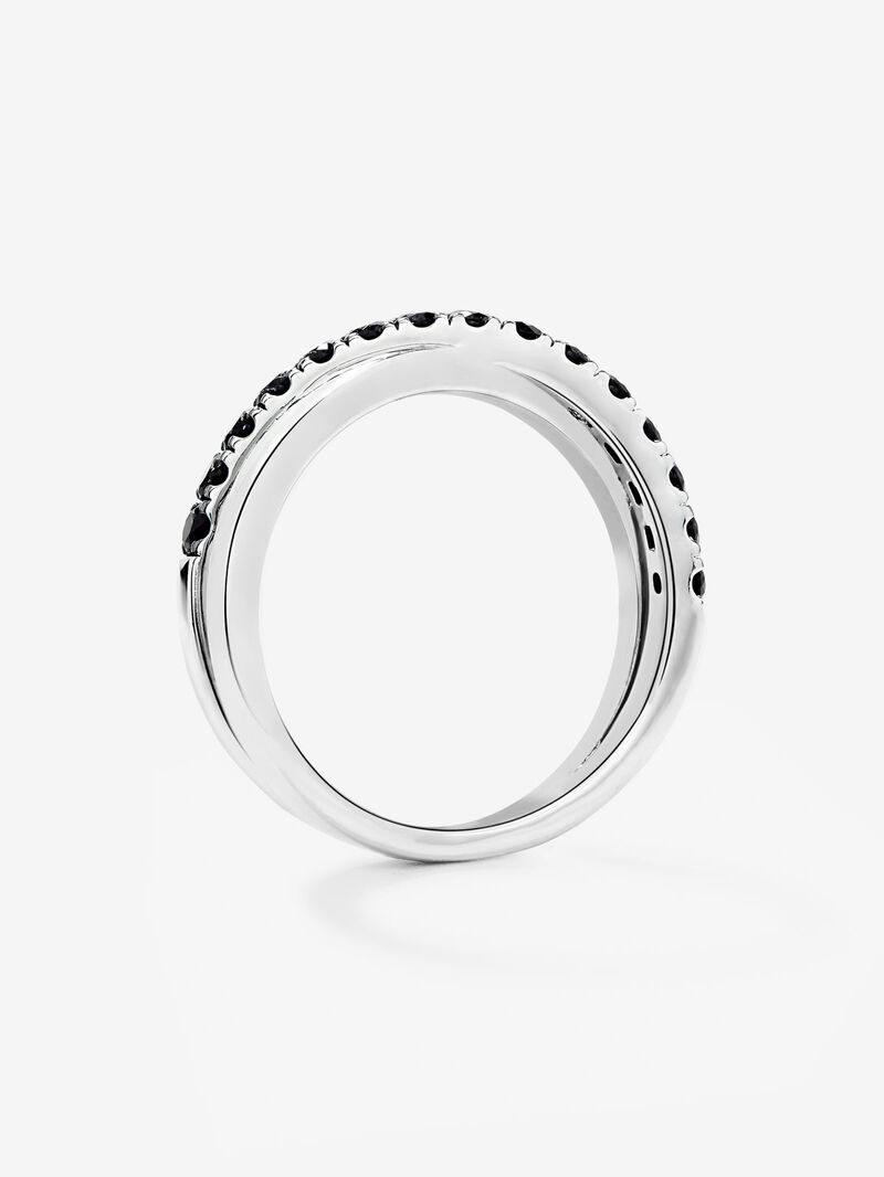 925 silver cross ring with 15 brilliant-cut black spinels image number 4