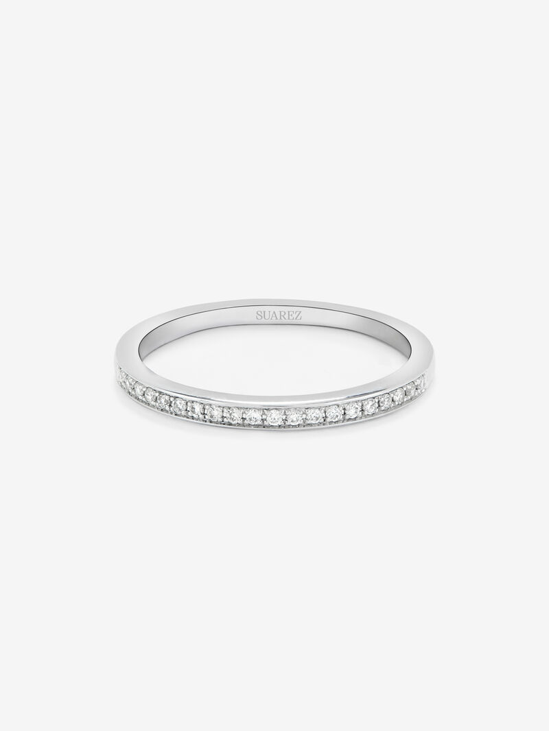 Half wedding band in 18K white gold with brilliant-cut pavé diamonds with a total of 0.08 cts image number 2