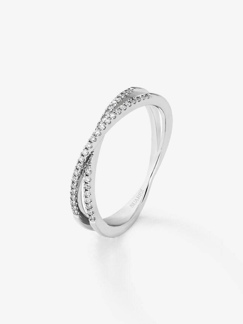 18K White Gold Double Diamond Ring image number 0