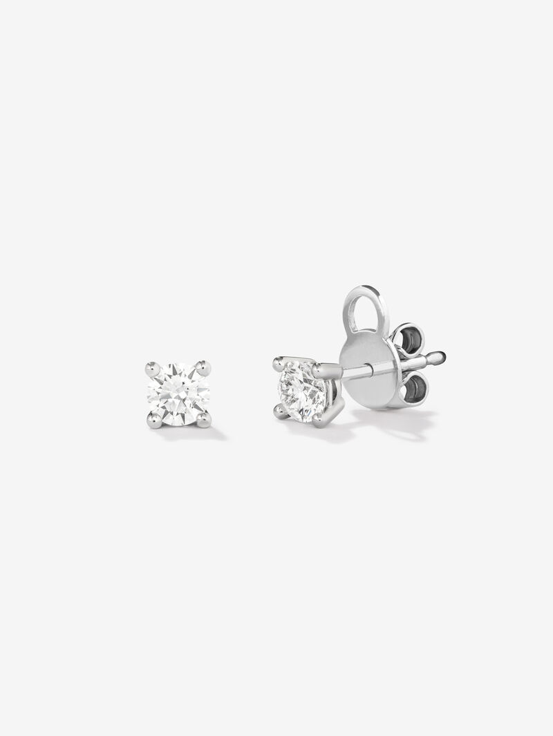 18K white gold solitaire earrings with 2 brilliant-cut diamonds with a total of 0.2 cts image number 0