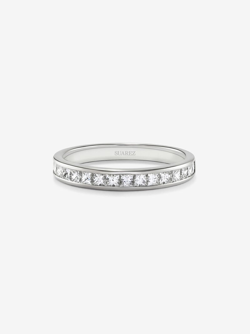 Half ring in 18K white gold with 20 princess-cut diamonds with a total of 0.62 cts image number 2