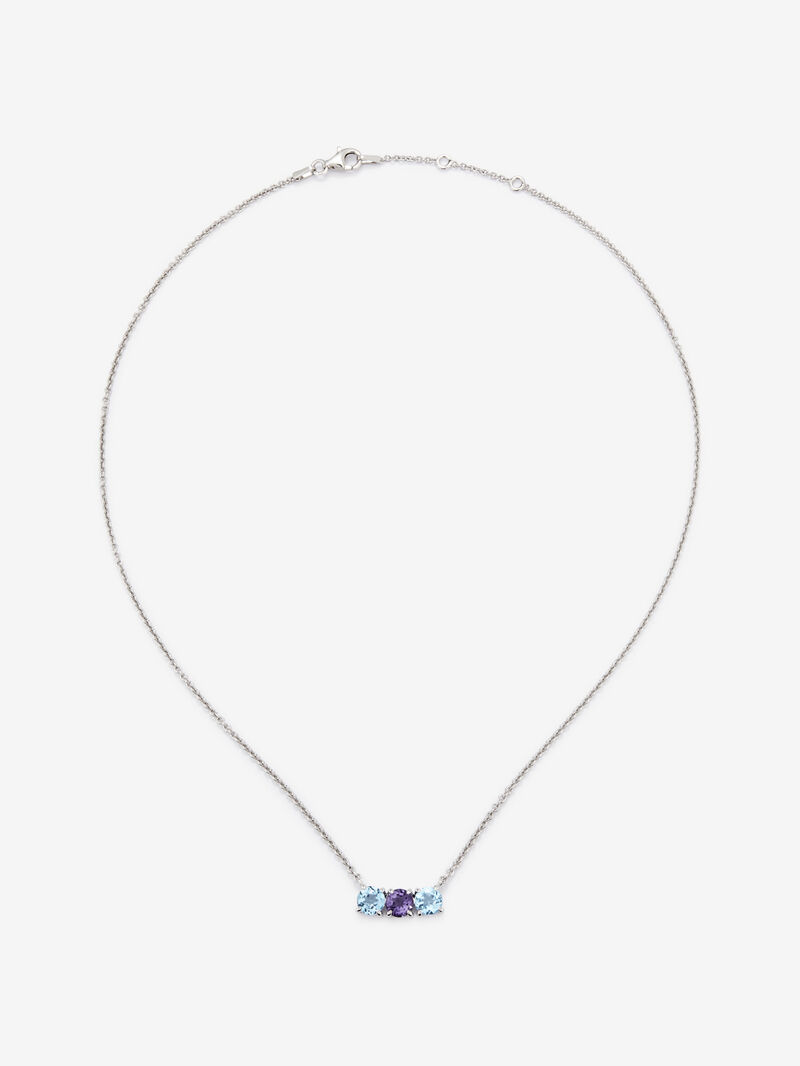 925 Silver Tieillo Collagant with Azuls Swiss and Ameatist Morada Topacios image number 0