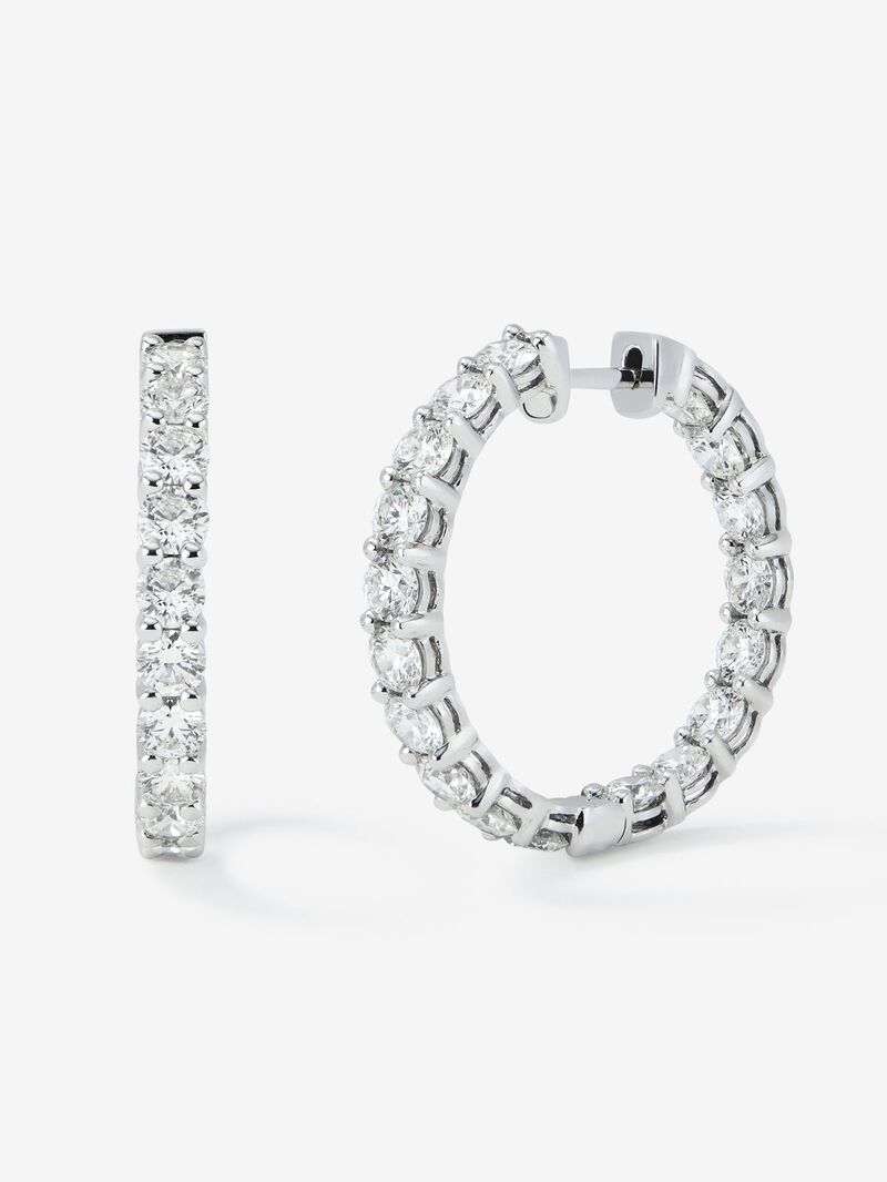 18K white gold ring earrings with white diamonds in 4.7 cts image number 0