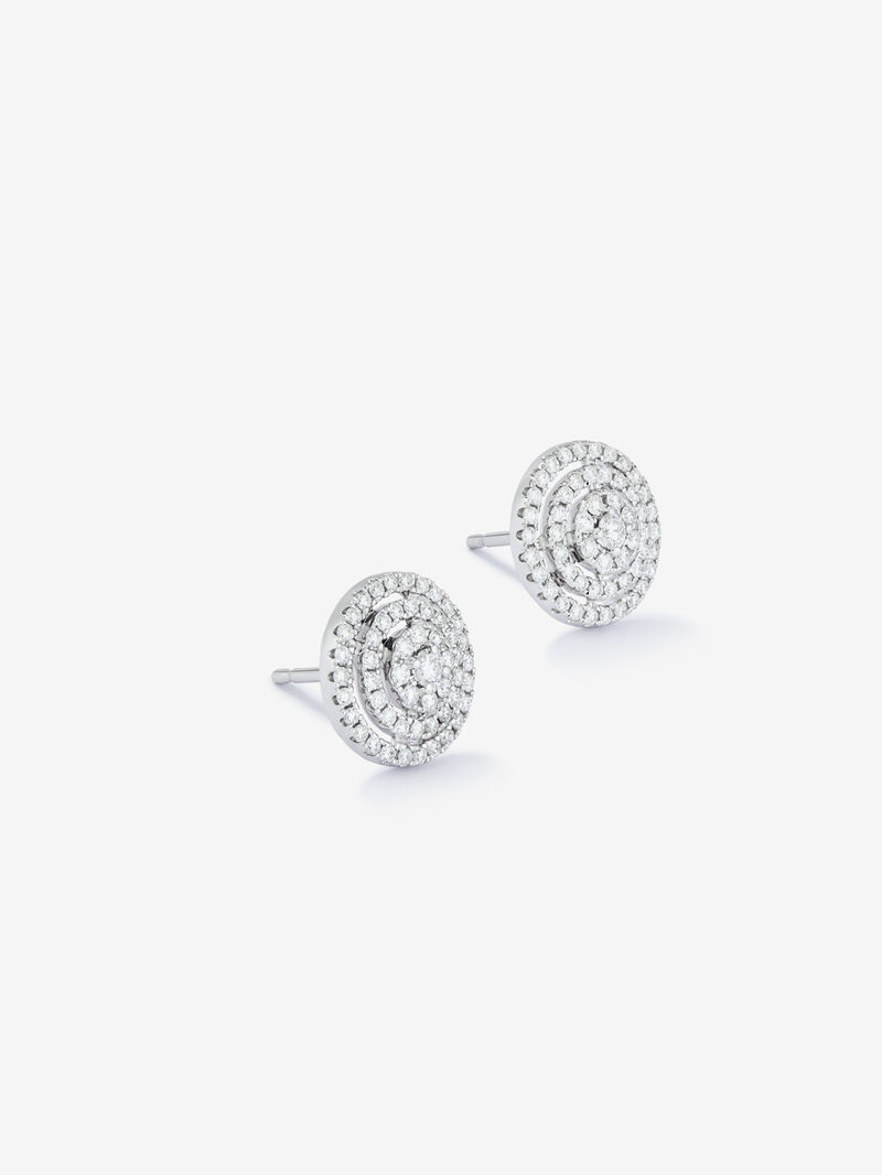 18K white gold earrings with pave diamonds. image number 2