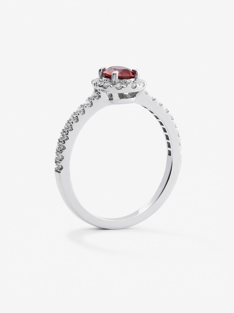 18K white gold ring with intense red ruby ​​in 0.52 cts and white diamonds in bright 0.29 cts image number 4