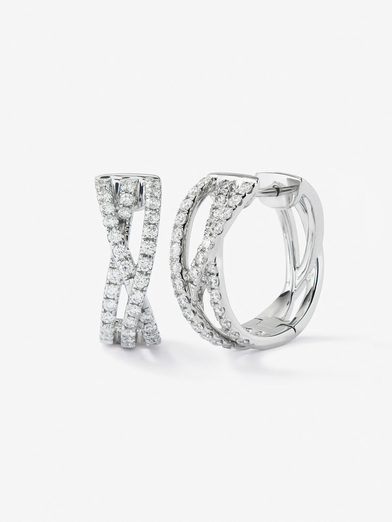 18K white gold multiple hoop earrings with 68 brilliant-cut diamonds with a total of 0.74 cts image number 0