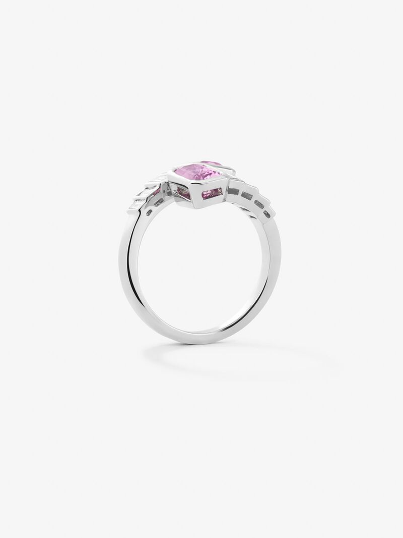 You and I 18k White Gold Ring with pink sapphires image number 2
