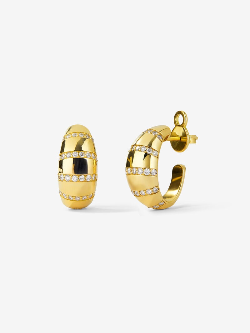 18K Yellow Gold Hoop Earrings with Brilliant-Cut Pavé Diamonds image number 0