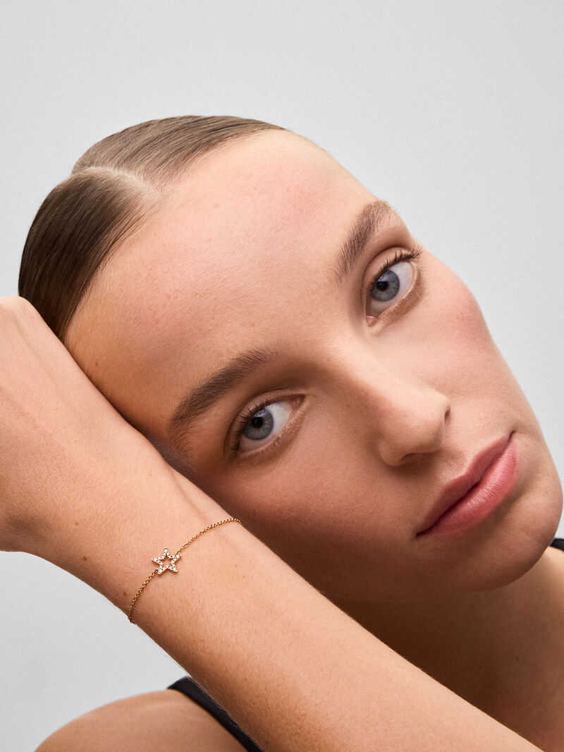 18K Rose Gold Chain Bracelet with Diamond Star image number 0
