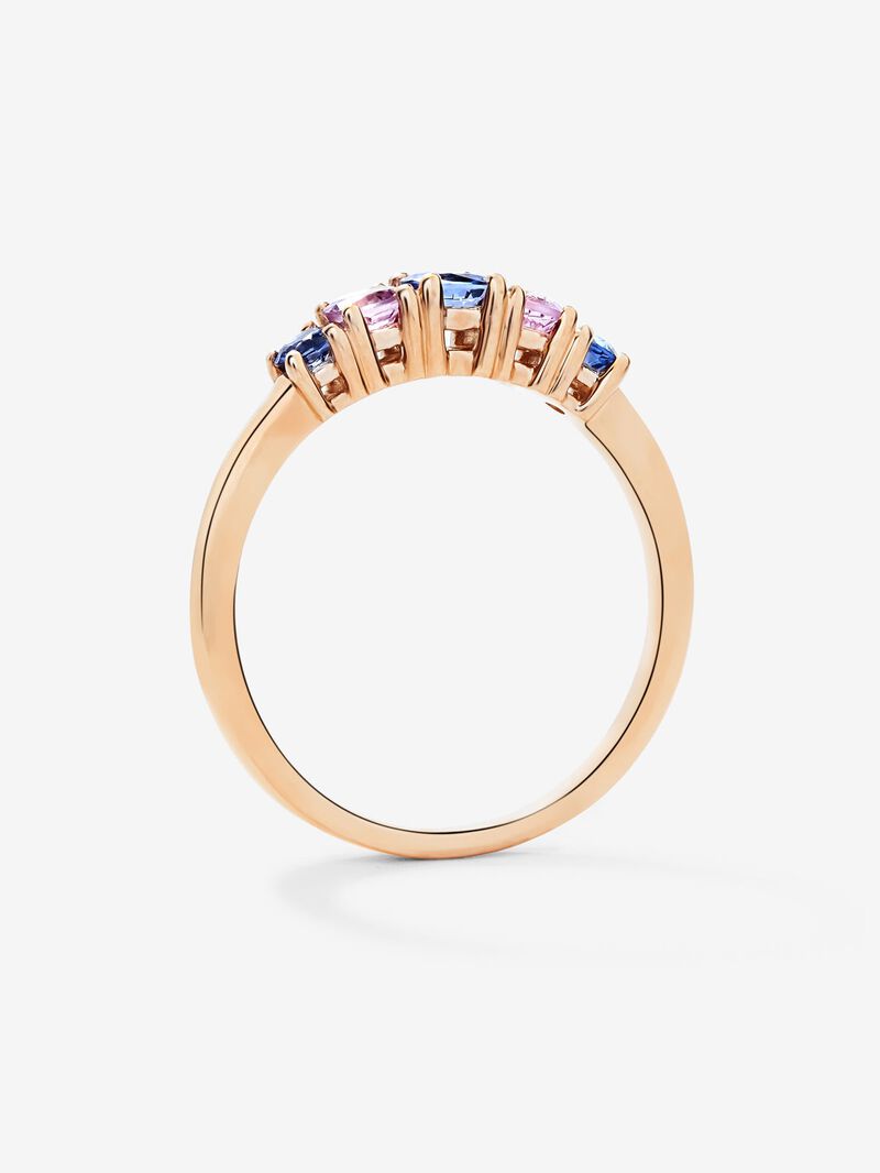 18K rose gold cinquillo ring with 5 brilliant-cut pink and blue sapphires with a total of 0.52 cts image number 3