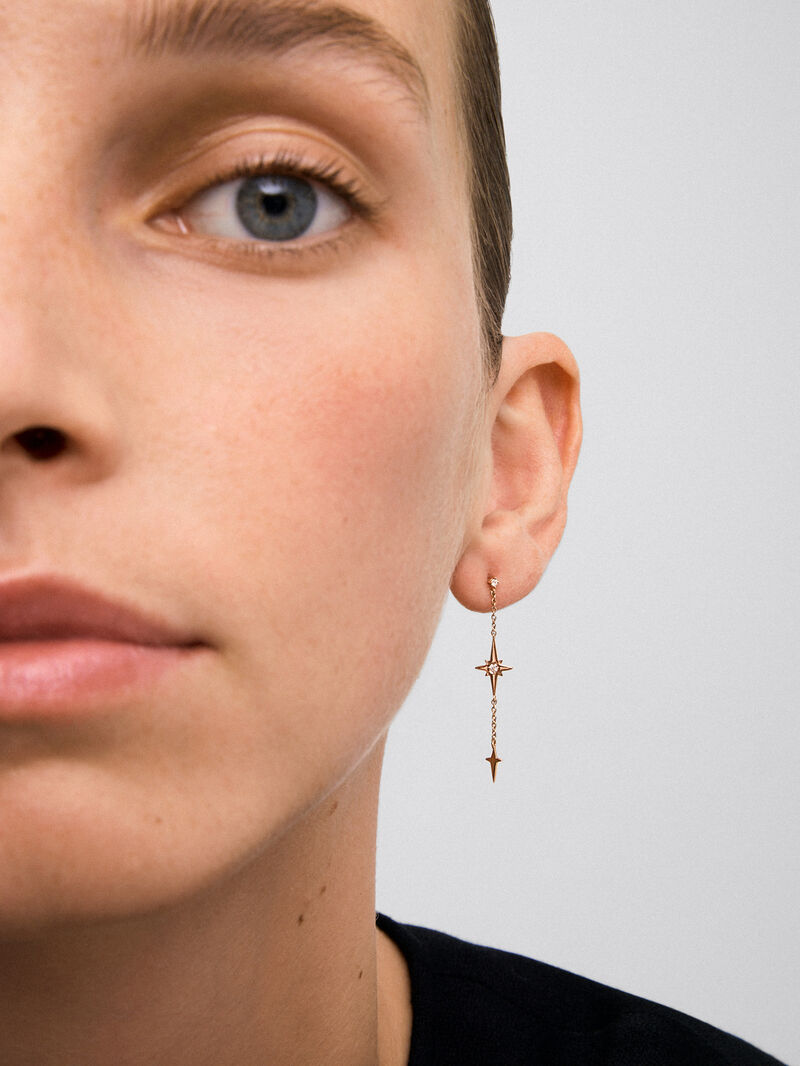 Individual 18K rose gold earring with 2 brilliant-cut diamonds with a total of 0.03 cts image number 3