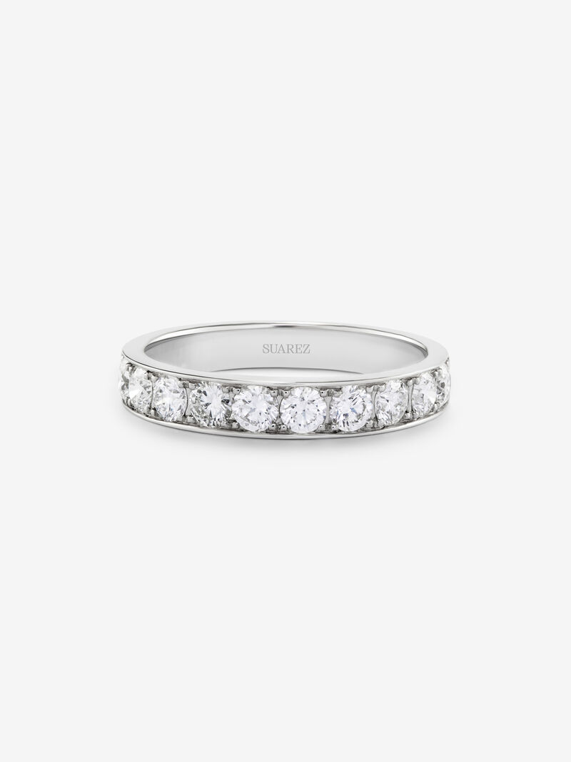 18K white gold compromise ring with white diamonds in 0.83 cts image number 2