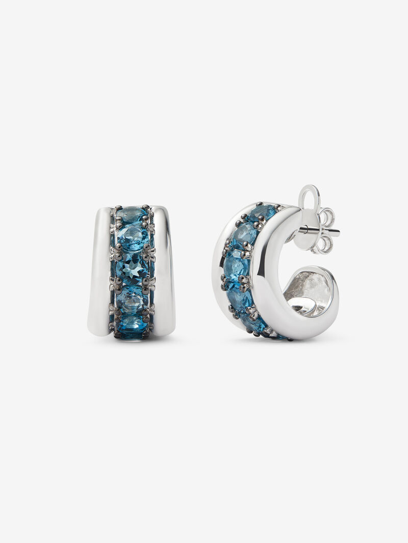 925 silver earrings with brilliant cut London blue topaz pave image number 0