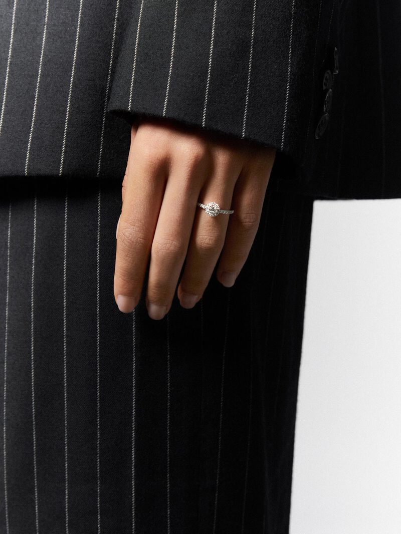 18K white gold solitaire engagement ring with diamond image number 3