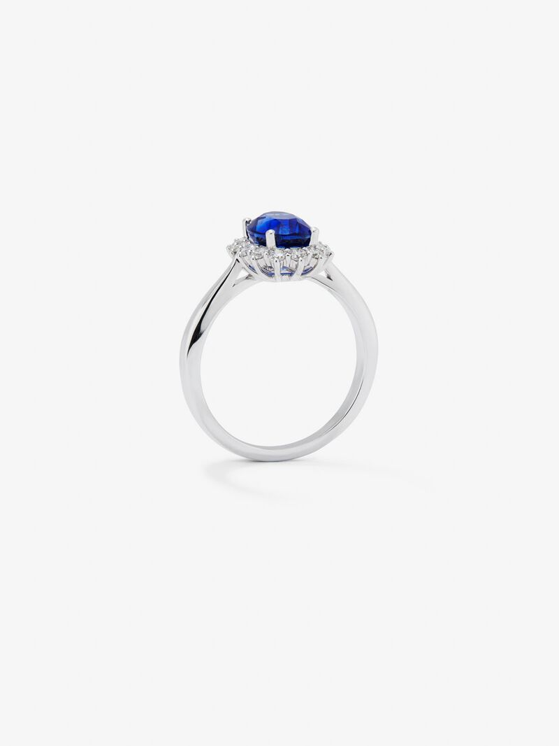 18K White Gold Ring with Royal Blue Zafiro in 2.38 cts oval size image number 4