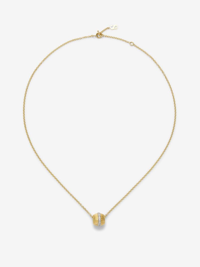 18K White and Yellow Gold Fluted Pendant with Pavé Diamonds image number 0