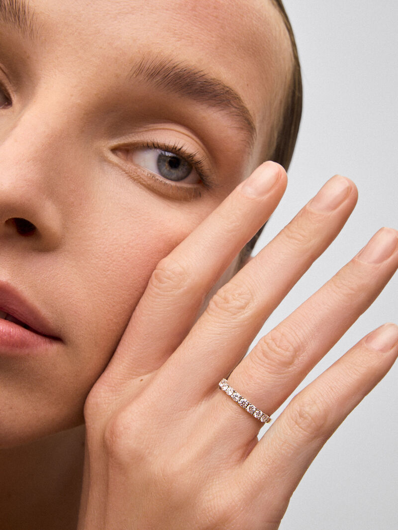 Half ring in 18K white gold with 10 brilliant-cut diamonds with a total of 0.74 cts image number 3