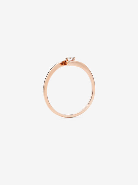 Anillo solitario Orión de oro rosa de 18kt con diamante de 0,10cts, SL18007-ORD010_V
