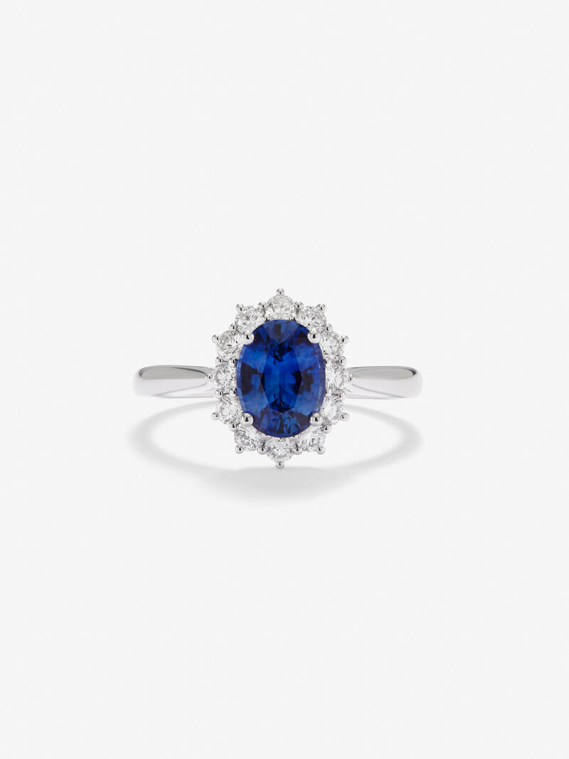 18K White Gold Ring with Cornflower Blue Zafiro in 2.67 cts oval size image number 2