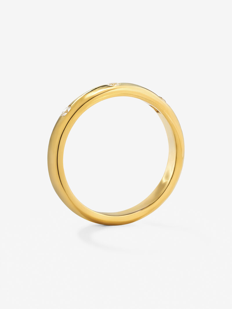 18K Yellow Gold Wedding Alliance ring with diamonds image number 4