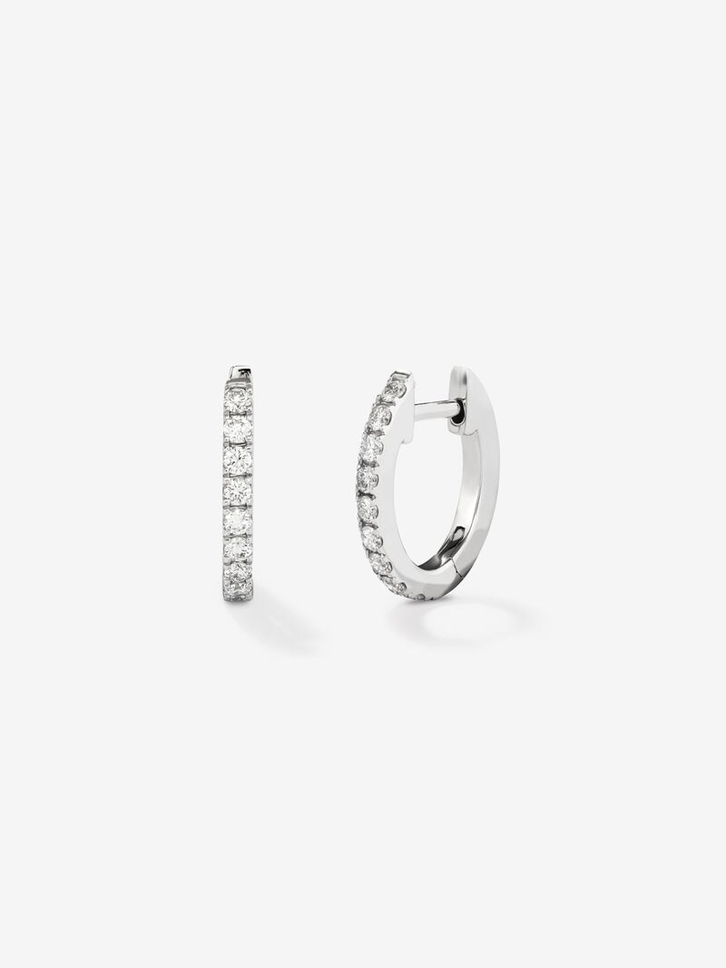 18K white gold earrings with 18 brilliant-cut diamonds with a total of 0.26 cts image number 0