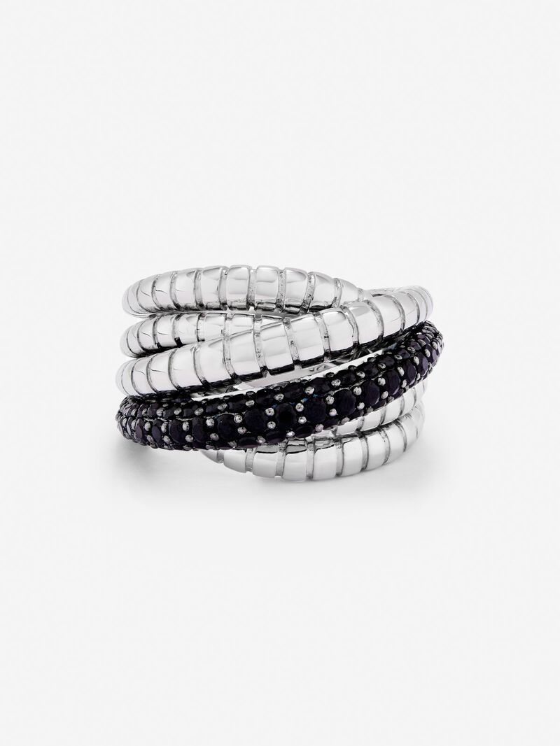 925 silver multi-arm ring with brilliant-cut black spinels image number 1