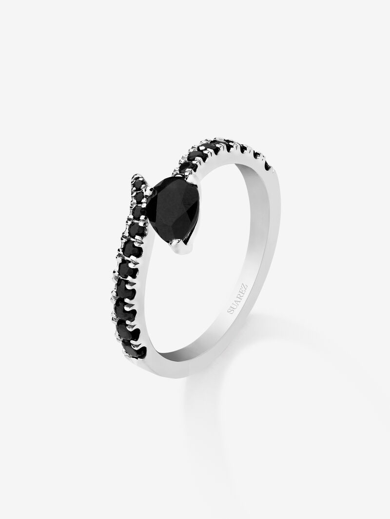 925 silver open ring with 19 pear-cut and brilliant spinels image number 0