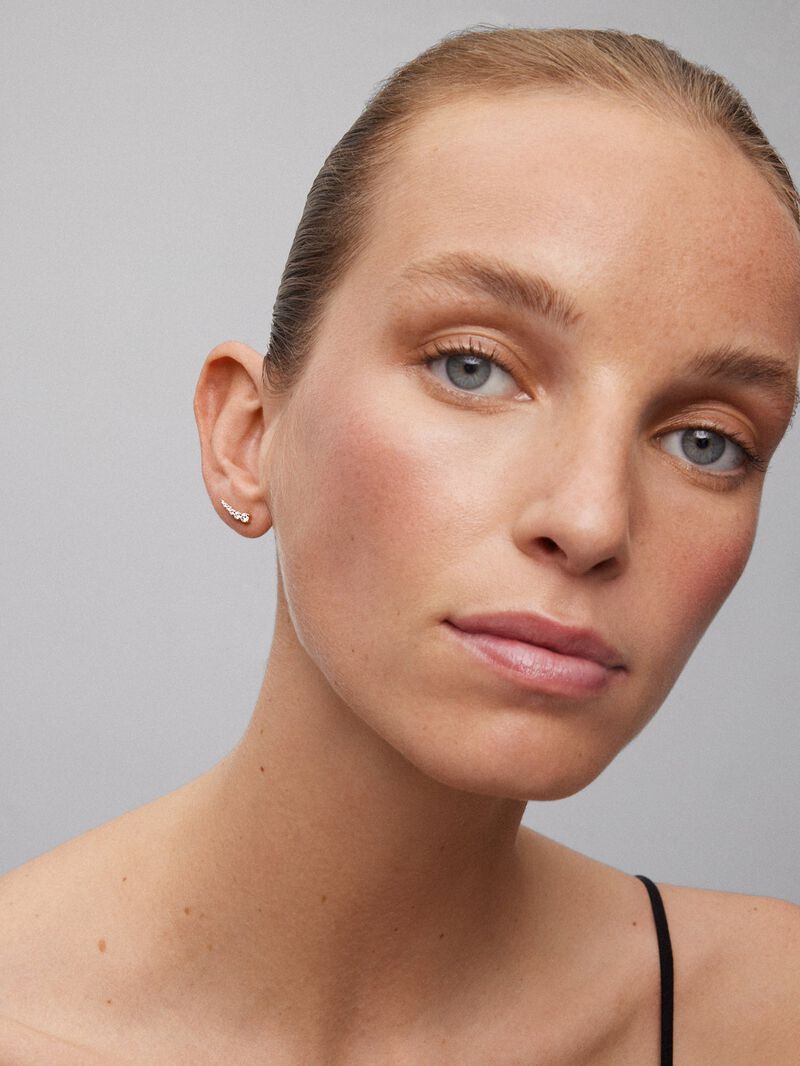 18K Rose Gold Climber Earrings with Diamonds image number 0