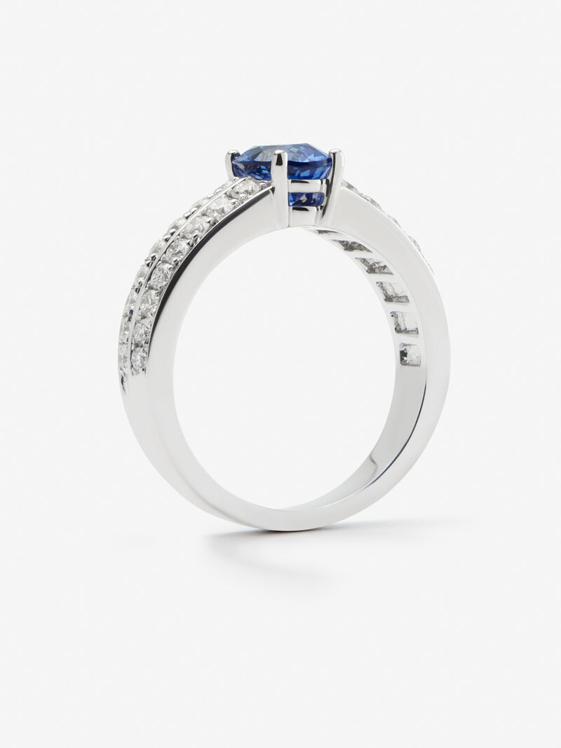 18K white gold ring with oval-cut blue sapphire of 0.62 cts and 56 brilliant-cut diamonds with a total of 0.2 cts image number 4