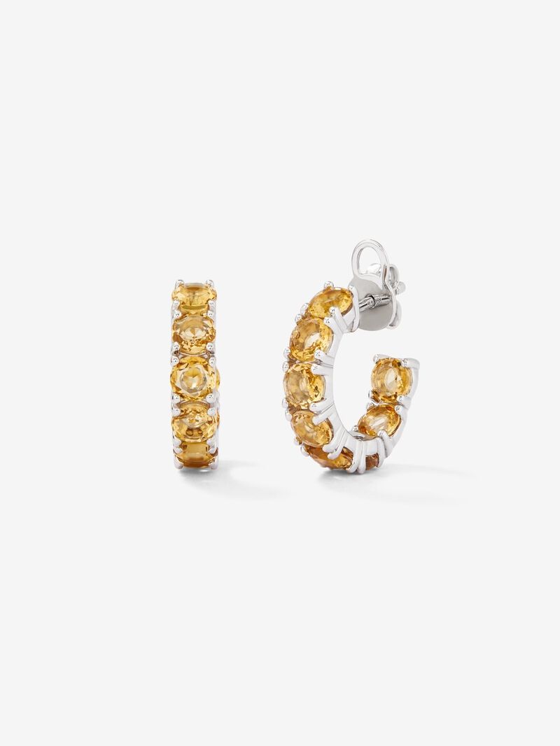 Citrine 925 Silver Hoop Earrings image number 0