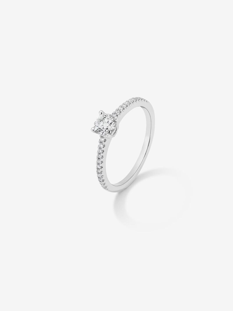18K white gold solitaire engagement ring with diamond image number 1