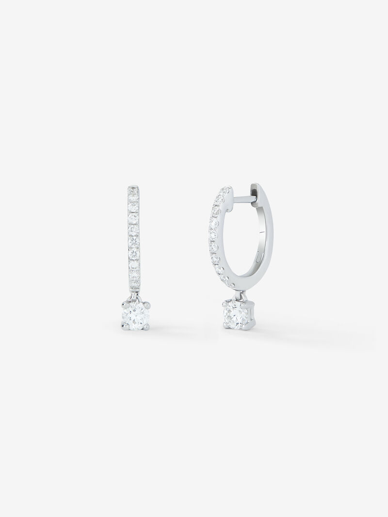 18K white gold hoop earrings with diamond pendants image number 0