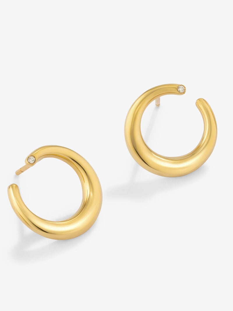 Small and 18k yellow gold smooth slopes with diamond image number 2
