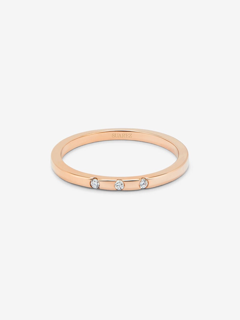 18K rose gold ring with 3 brilliant-cut diamonds with a total of 1.4 cts image number 1