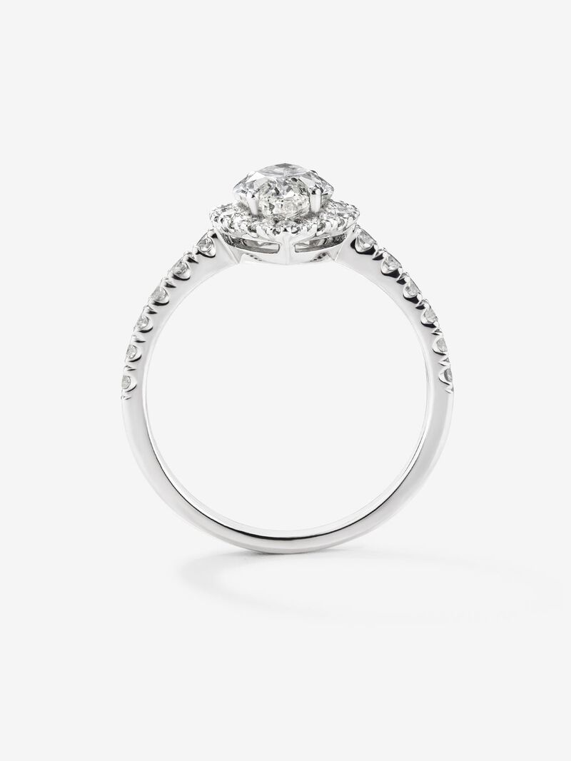 18K white gold ring with marquise cut diamond of 1.52 cts and border and arm of 28 brilliant cut diamonds with a total of 0.53 cts image number 3