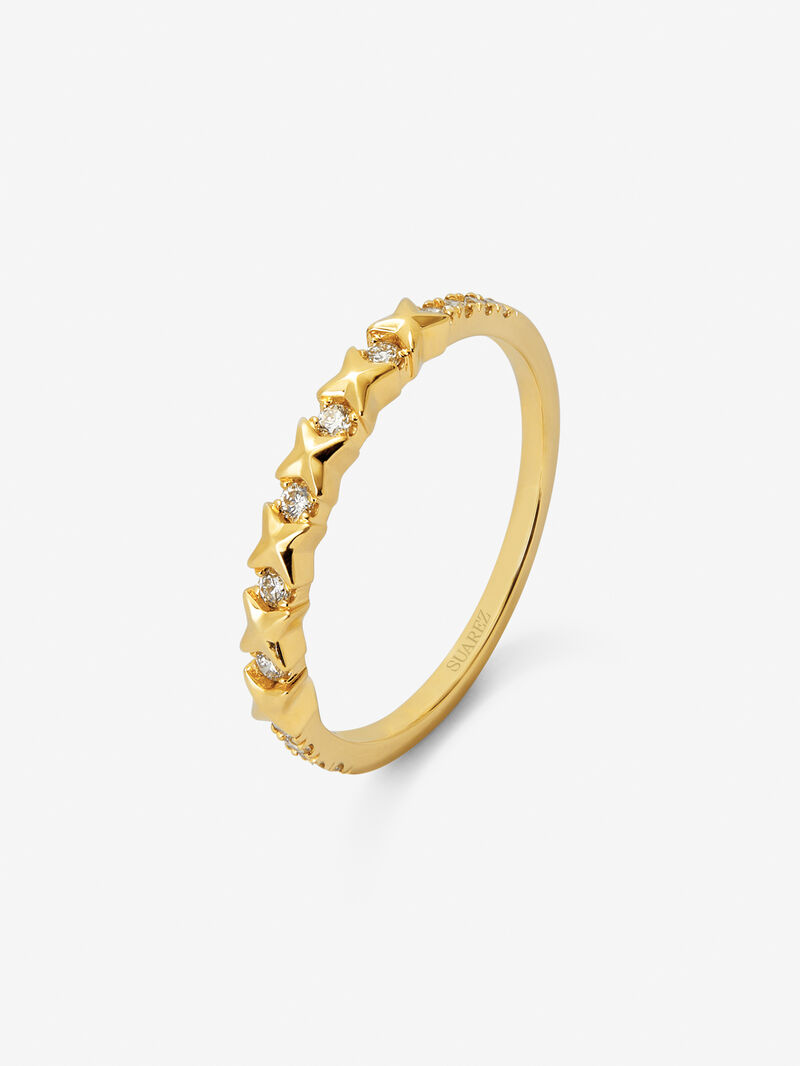 18K yellow gold ring with 13 brilliant-cut diamonds with a total of 0.16 cts image number 0