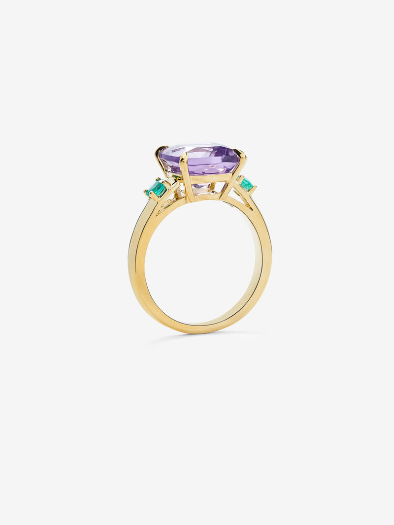 18k Yellow Gold Solitaire Ring with Purple Amethyst image number 2