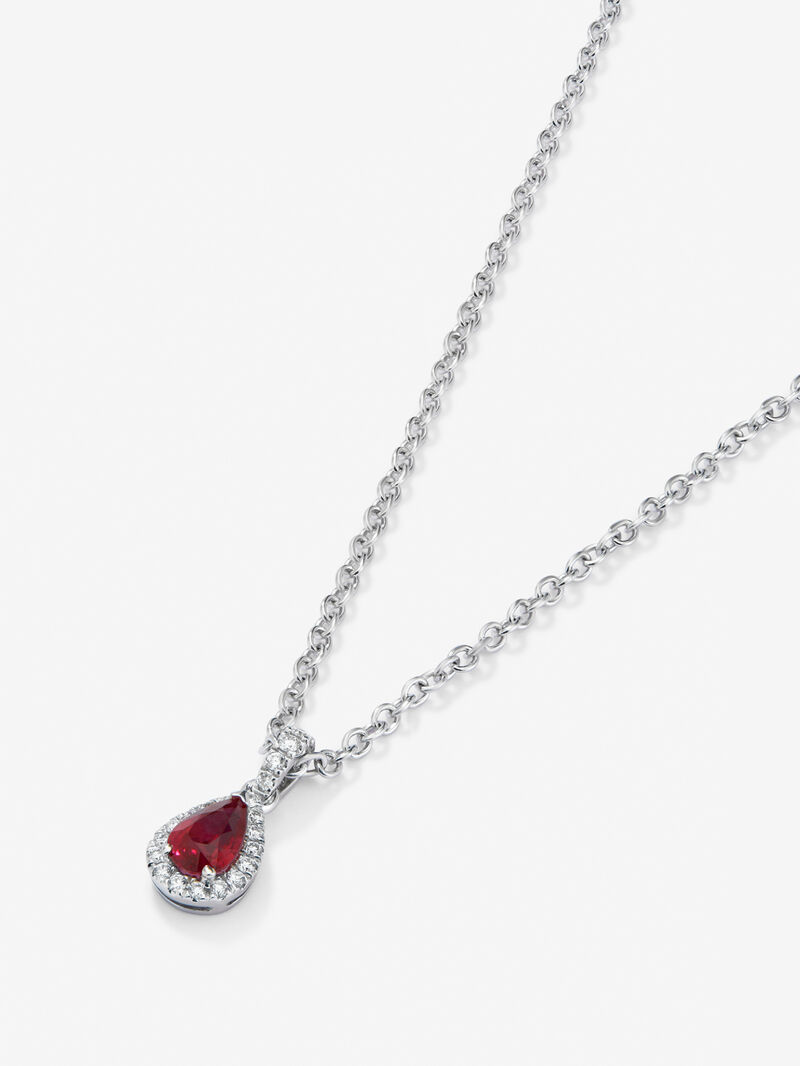 18K white gold pendant with Ruby in 0.5 cts and white diamonds in 0.09 cts bright diamonds image number 1