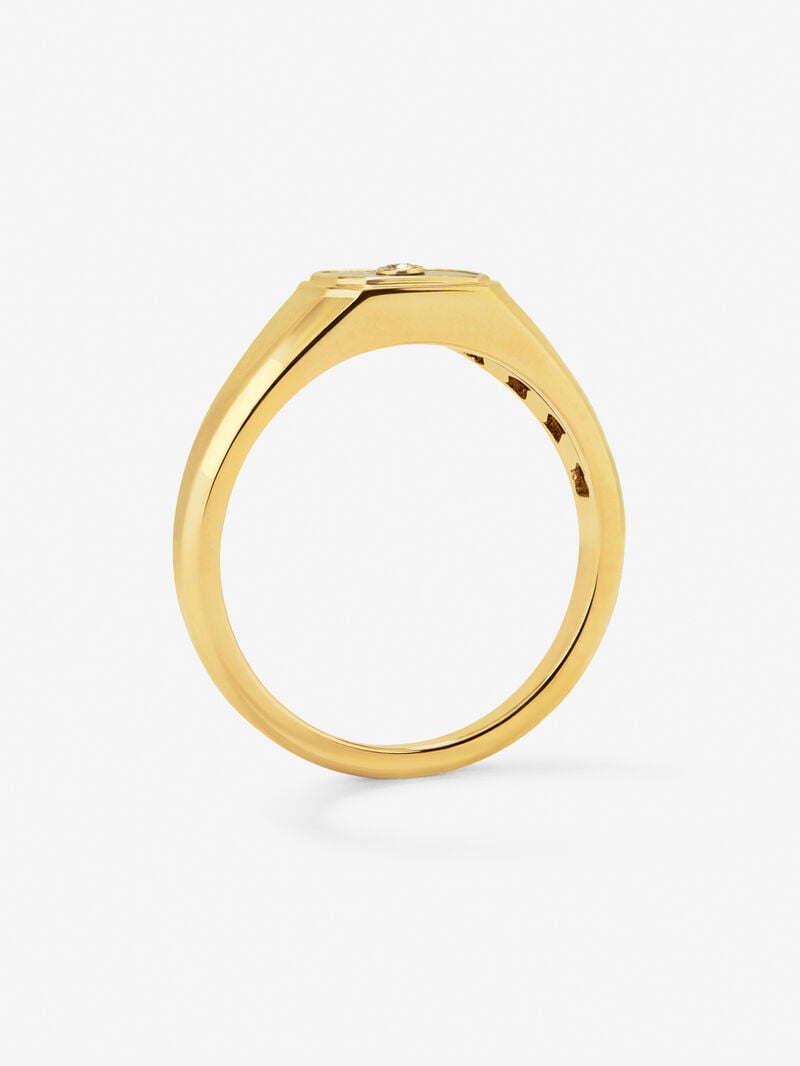 Small 18K yellow gold signet ring with 0.2 ct green malachite and 0.01 ct brilliant cut diamond image number 4