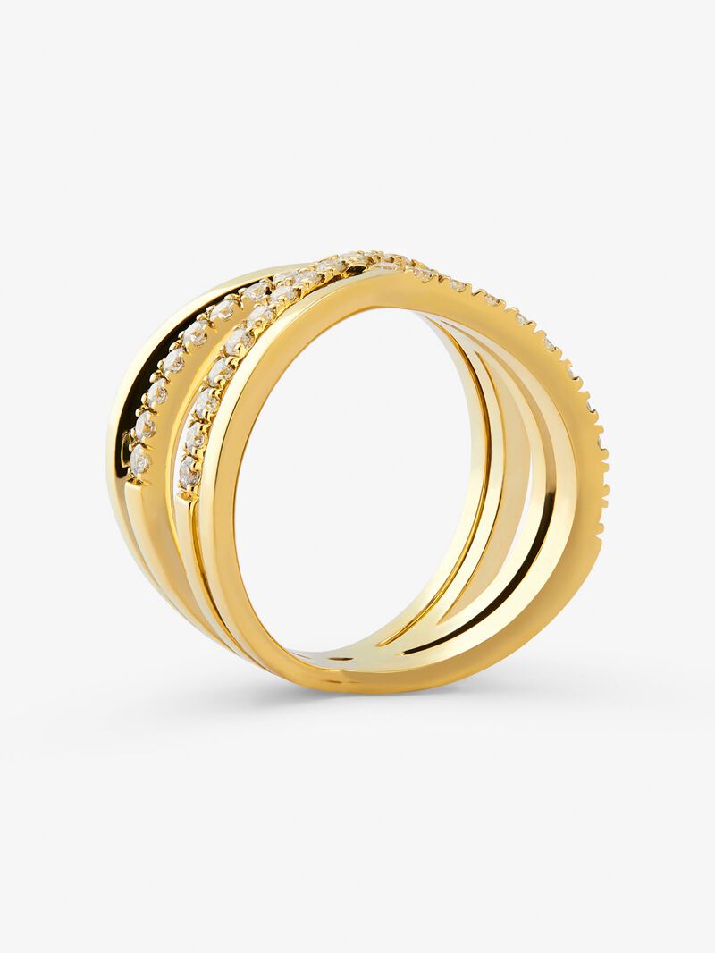 18K yellow gold cross ring with 40 brilliant-cut diamonds with a total of 0.57 cts image number 3