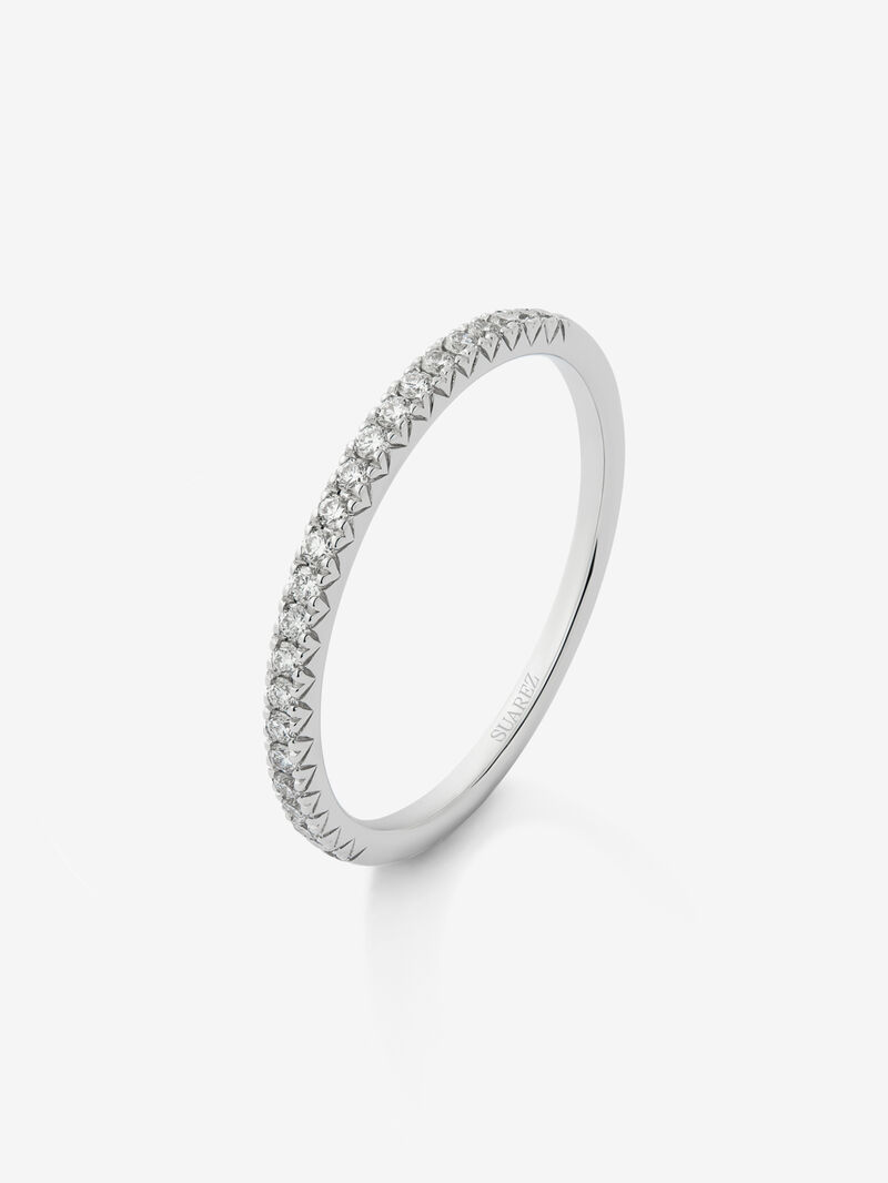Half wedding band in 18K white gold with brilliant-cut pavé diamonds with a total of 0.15 cts image number 0