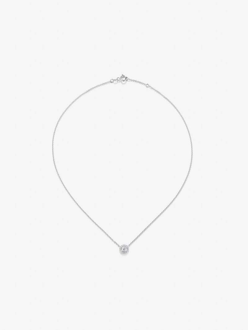 18K white gold chain pendant with solitary diamond and diamond urla image number 1