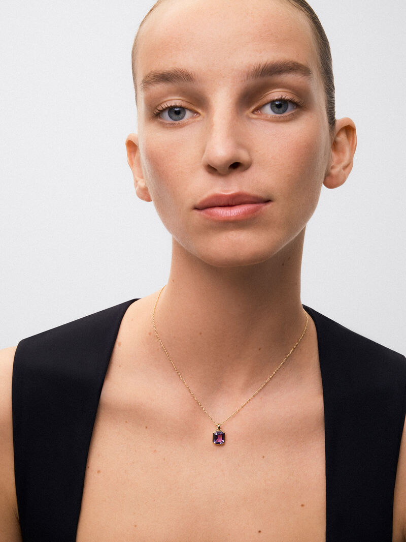 18K Yellow Gold Pendant Chain with Amethyst image number 1