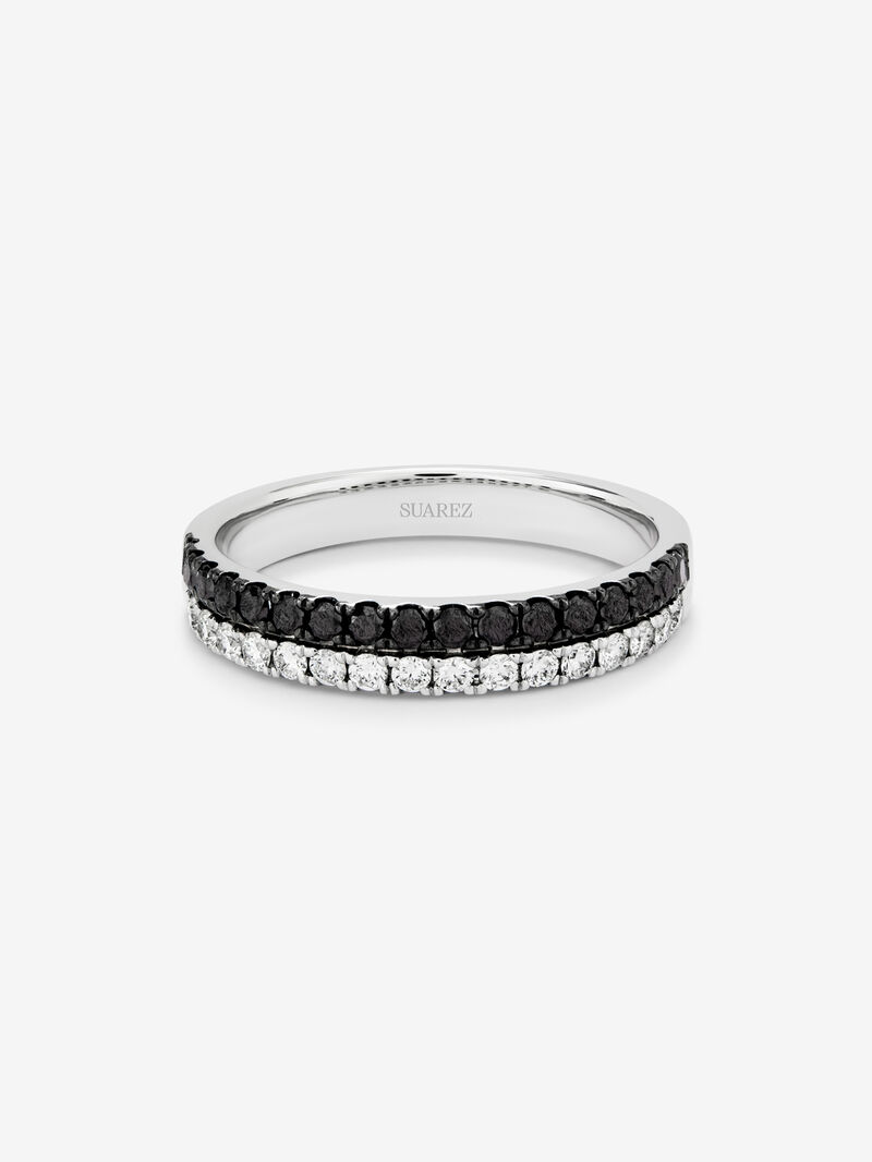 18K white gold ring with 17 brilliant-cut diamonds with a total of 0.24 cts and 17 brilliant-cut black diamonds with a total of 0.27 cts image number 2