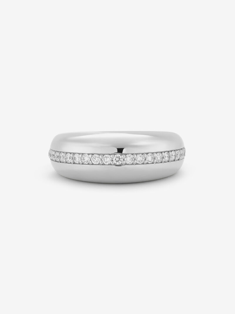 18K White Gold Ring with Brilliant-Cut Pavé Diamonds image number 2