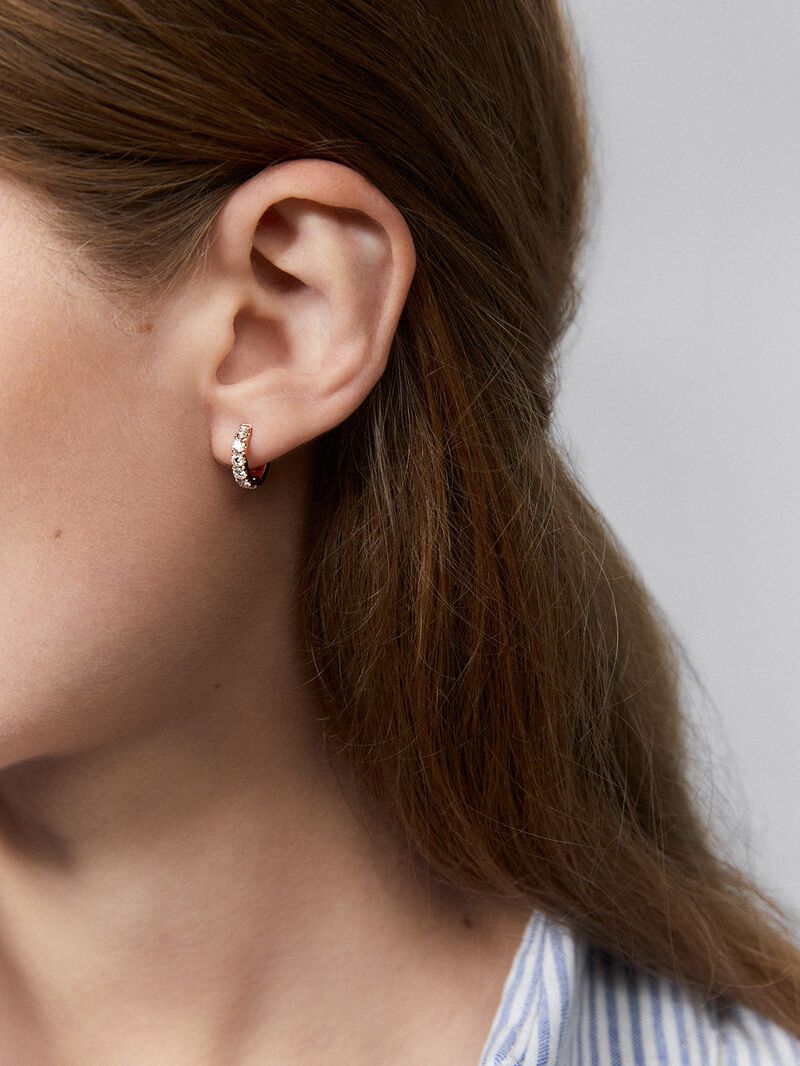 18K rose gold hoop earrings with 12 brilliant-cut diamonds with a total of 0.66 cts image number 3