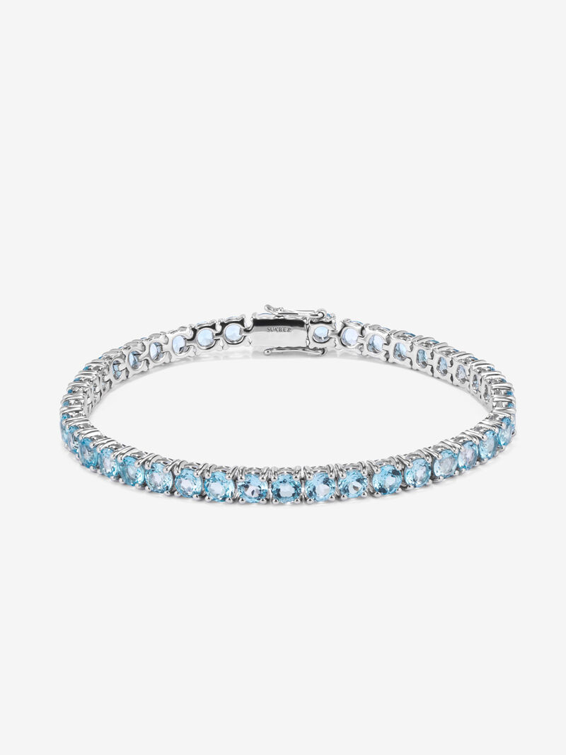 925 silver riviere bracelet with brilliant cut Swiss blue topazes with a total of 11.4 cts image number 0